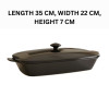 Melamine Black Rectangle Serving Bowl With Lid