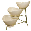 Melamine 2 Medium And 1 Small Cream Lotus Bowls With Golden Stand