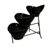 Melamine 2 Medium And 1 Small Black Lotus Bowls With Black Stand
