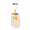 450ML Glass Straw Cup With Lid Portable Drinking Glass