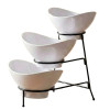Melamine 2 Medium And 1 Small White Lotus Bowls With Black Stand