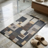 Abstract Pattern Nappa Leather Bath Mat Non Slip Rubber Floor Mat