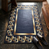Luxury Border Design Nappa Leather Bath Mat Non Slip Rubber Mat