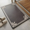 Premium Geometric Border Nappa Leather Mat Ultra Non Slip Floor Mat