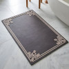 Premium Geometric Border Nappa Leather Mat Ultra Non Slip Floor Mat