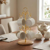 Mug Holder Golden Frame with Wooden Stand