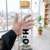 Borosilicate Glass Water Bottle H2O Style Leakproof Bottle