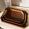 Dark Brown Wooden Tray Set Heavy Duty Serving Trays (3PCS Set)