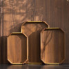 Dark Brown Wooden Tray Set Heavy Duty Serving Trays (3PCS Set)