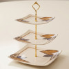 Melamine Square Feather Pattern 3 Tier Cake Stand