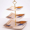 Melamine Square Feather Pattern 3 Tier Cake Stand
