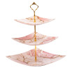 Melamine Square Pink Marbled 3 Tier Cake Stand