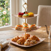Melamine Square Pink Marbled 3 Tier Cake Stand