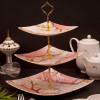 Melamine Square Pink Marbled 3 Tier Cake Stand
