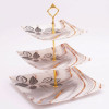 Melamine Square Feather and Marbled 3 Tier Cake Stand