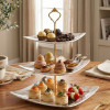 Melamine Square Black Gold Marbled 3 Tier Cake Stand
