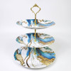 Melamine Round Blue Marbled 3 Tier Cake Stand With Printed Box