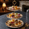 Melamine Round Feather And Marbled 3 Tier Cake Stand With Printed Box