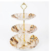 Melamine Round Feather And Marbled 3 Tier Cake Stand With Printed Box