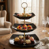 Melamine Square Black 3 Tier Cake Stand With Printed Box
