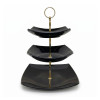 Melamine Square Black 3 Tier Cake Stand With Printed Box