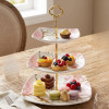 Melamine Square Pink Marbled 3 Tier Cake Stand With Printed Box