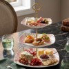 Melamine Square Pink Marbled 3 Tier Cake Stand With Printed Box