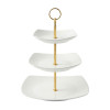 Melamine Square White 3 Tier Cake Stand With Printed Box