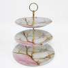 Melamine Round Pink Marbled 3 Tier Cake Stand With Printed Box