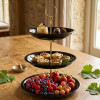 Melamine Round Black 3 Tier Cake Stand With Printed Box