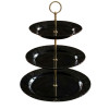 Melamine Ruffled Round Black 3 Tier Cake Stand With Printed Box