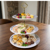 Melamine Round White Flower Pattern Cake Stand With Printed Box
