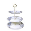 Melamine Round White Flower Pattern Cake Stand With Printed Box