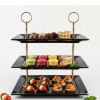 Melamine 3 Layer Rectangle Platter With 2 Golden Stand