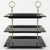 Melamine 3 Layer Rectangle Platter With 2 Golden Stand
