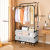 Double Pole Clothes Rack Garment Organizer with Shoe Storage