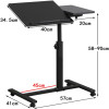 Adjustable Over Bed Table with Wheels Portable Rolling Laptop & Study Desk
