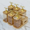Glass Jar Set with Wooden Stand Premium Kitchen Storage Organizer