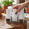 6PCS Glass Spice Shaker Set with Stand Kitchen Seasoning Organizer