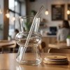 400ML Glass Straw Cup Reusable Drinking Glass with Straw