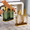Acrylic Cutlery Holder with Golden Steel Stand Kitchen Utensil Organizer