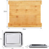 Bamboo Cutting Board with Removable Stainless Steel Trays