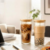 Glass Tumbler with Bamboo Lid & Straw 500 ML