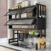 Over Sink Double Layer Dish Rack with Cabinet