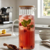 1.1L Borosilicate Glass Pitcher With Bamboo Lid