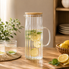 1.1L Borosilicate Glass Pitcher With Bamboo Lid