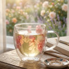Double Wall Glass Mug With Dry Flowers