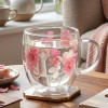 Double Wall Glass Mug With Dry Flowers