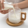 Luxury Glass Coffee Mug With Wooden Coaster