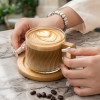 Luxury Glass Coffee Mug With Wooden Coaster